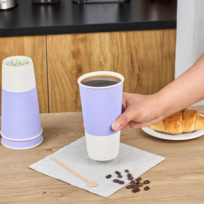 Restpresso 20 oz Light Purple Paper Coffee Cup - Ripple Wall - 3 1/2" x 3 1/2" x 6 1/4" - 10 count box