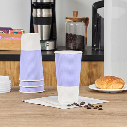 Restpresso 20 oz Light Purple Paper Coffee Cup - Ripple Wall - 3 1/2" x 3 1/2" x 6 1/4" - 10 count box