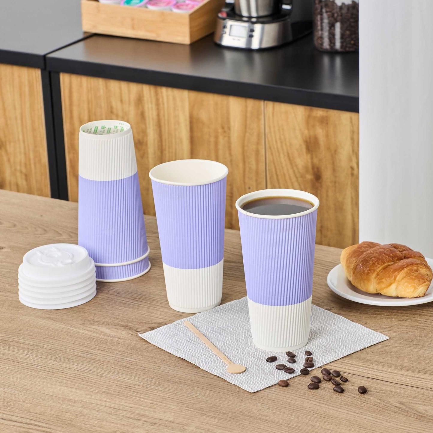 Restpresso 20 oz Light Purple Paper Coffee Cup - Ripple Wall - 3 1/2" x 3 1/2" x 6 1/4" - 250 count box