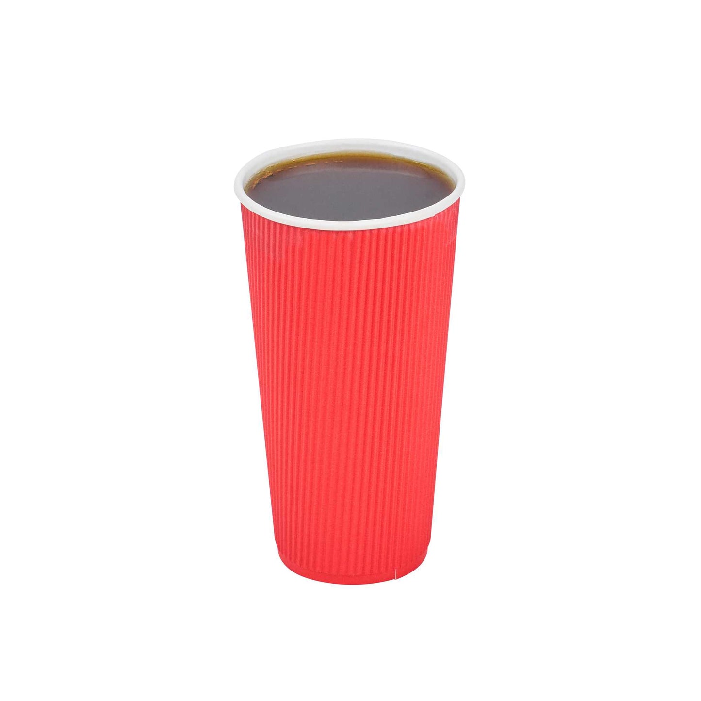 Restpresso 20 oz Red Paper Coffee Cup - Ripple Wall - 3 1/2" x 3 1/2" x 6 1/4" - 10 count box