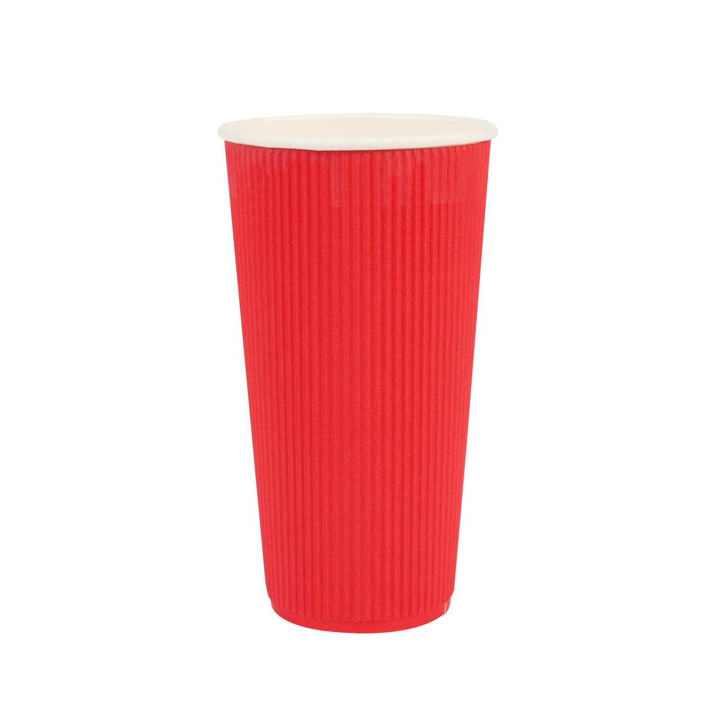 Restpresso 20 oz Red Paper Coffee Cup - Ripple Wall - 3 1/2" x 3 1/2" x 6 1/4" - 10 count box