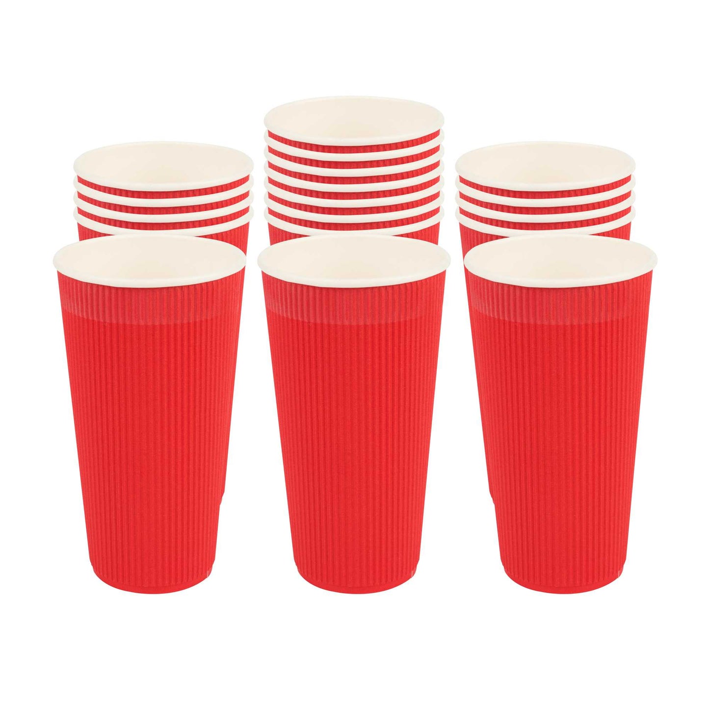 Restpresso 20 oz Red Paper Coffee Cup - Ripple Wall - 3 1/2" x 3 1/2" x 6 1/4" - 250 count box