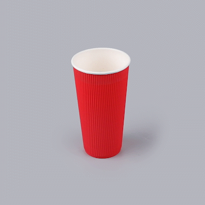 Restpresso 20 oz Red Paper Coffee Cup - Ripple Wall - 3 1/2" x 3 1/2" x 6 1/4" - 250 count box