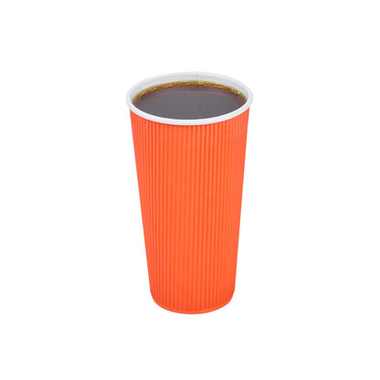 Restpresso 20 oz Tangerine Paper Coffee Cup - Ripple Wall - 3 1/2" x 3 1/2" x 6 1/4" - 250 count box