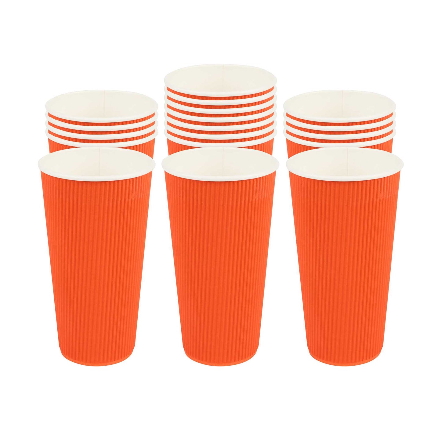 Restpresso 20 oz Tangerine Paper Coffee Cup - Ripple Wall - 3 1/2" x 3 1/2" x 6 1/4" - 250 count box