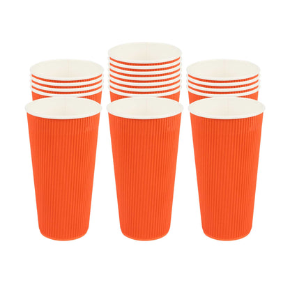 Restpresso 20 oz Tangerine Paper Coffee Cup - Ripple Wall - 3 1/2" x 3 1/2" x 6 1/4" - 250 count box