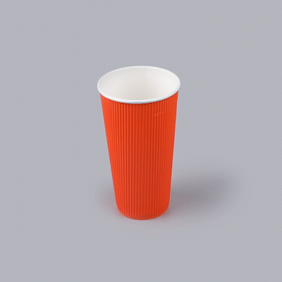 Restpresso 20 oz Tangerine Paper Coffee Cup - Ripple Wall - 3 1/2" x 3 1/2" x 6 1/4" - 250 count box