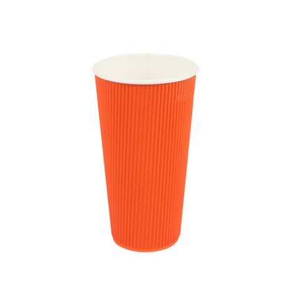 Restpresso 20 oz Tangerine Paper Coffee Cup - Ripple Wall - 3 1/2" x 3 1/2" x 6 1/4" - 250 count box