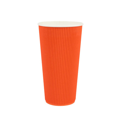 Restpresso 20 oz Tangerine Paper Coffee Cup - Ripple Wall - 3 1/2" x 3 1/2" x 6 1/4" - 250 count box