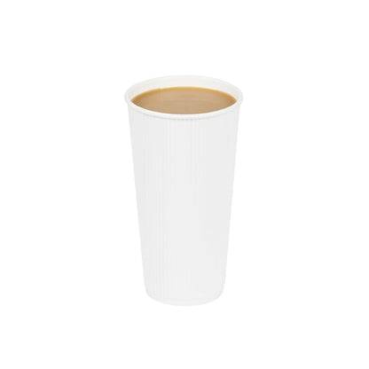 Restpresso 20 oz White Paper Coffee Cup - Ripple Wall - 3 1/2" x 3 1/2" x 6 1/4" - 250 count box