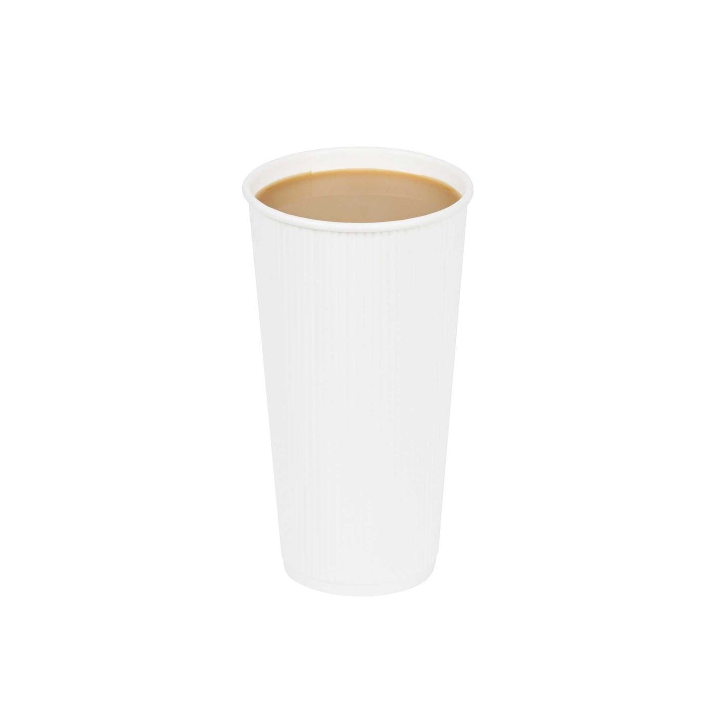 Restpresso 20 oz White Paper Coffee Cup - Ripple Wall - 3 1/2" x 3 1/2" x 6 1/4" - 10 count box