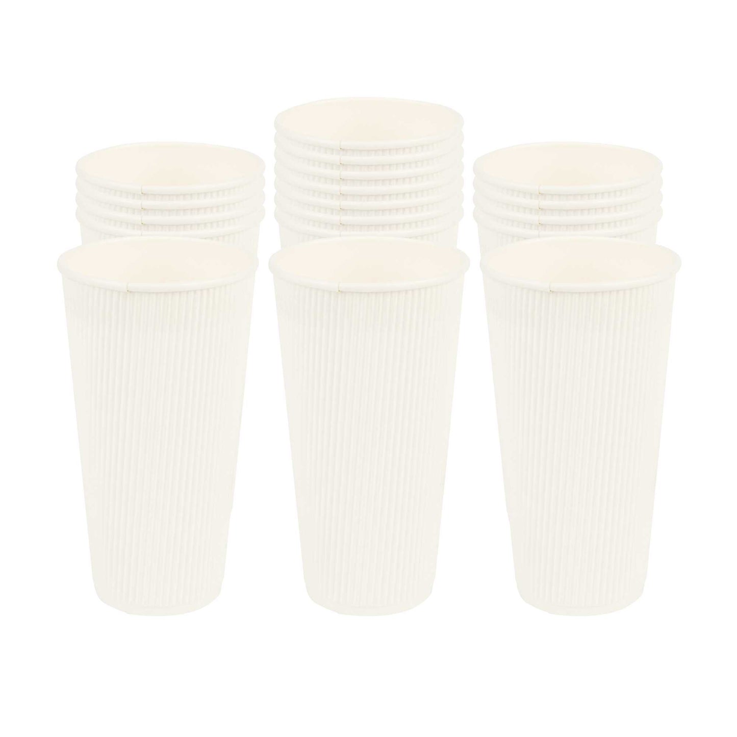 Restpresso 20 oz White Paper Coffee Cup - Ripple Wall - 3 1/2" x 3 1/2" x 6 1/4" - 10 count box
