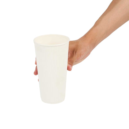 Restpresso 20 oz White Paper Coffee Cup - Ripple Wall - 3 1/2" x 3 1/2" x 6 1/4" - 250 count box