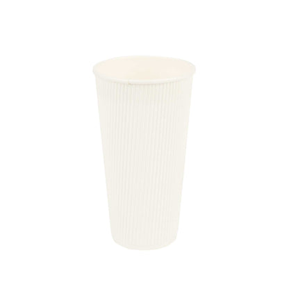 Restpresso 20 oz White Paper Coffee Cup - Ripple Wall - 3 1/2" x 3 1/2" x 6 1/4" - 250 count box