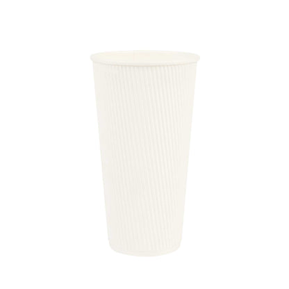 Restpresso 20 oz White Paper Coffee Cup - Ripple Wall - 3 1/2" x 3 1/2" x 6 1/4" - 250 count box