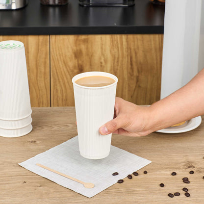 Restpresso 20 oz White Paper Coffee Cup - Ripple Wall - 3 1/2" x 3 1/2" x 6 1/4" - 250 count box