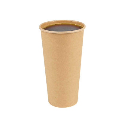 Restpresso 20 oz Natural Paper Unbleached Coffee Cup - Single Wall - 3 1/2" x 3 1/2" x 6 1/4" - 250 count box