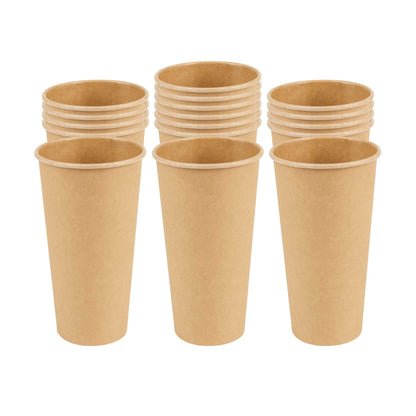 Restpresso 20 oz Natural Paper Unbleached Coffee Cup - Single Wall - 3 1/2" x 3 1/2" x 6 1/4" - 10 count box