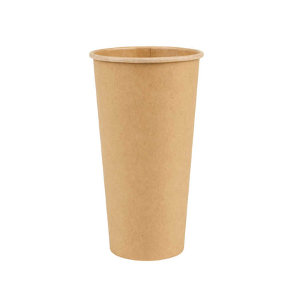 Restpresso 20 oz Natural Paper Unbleached Coffee Cup - Single Wall - 3 1/2" x 3 1/2" x 6 1/4" - 10 count box