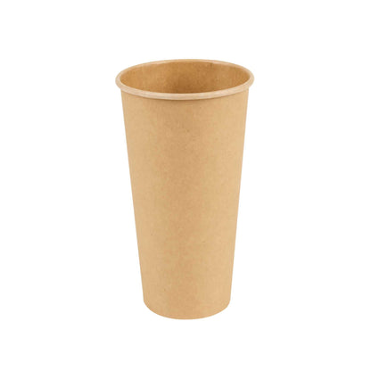 Restpresso 20 oz Natural Paper Unbleached Coffee Cup - Single Wall - 3 1/2" x 3 1/2" x 6 1/4" - 250 count box