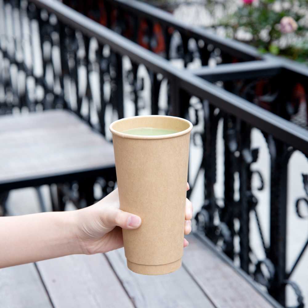 Restpresso 20 oz Natural Paper Unbleached Coffee Cup - Single Wall - 3 1/2" x 3 1/2" x 6 1/4" - 250 count box