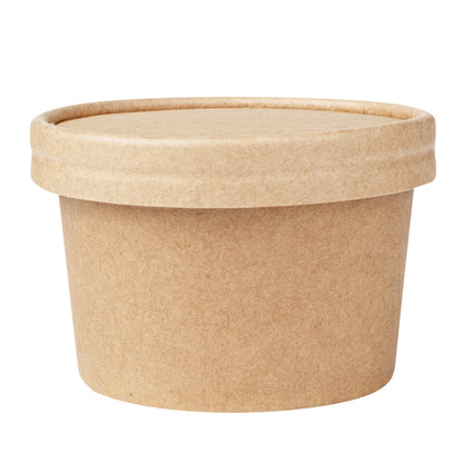 Coppetta Round Kraft Paper To Go Cup Lid - Fits 5 oz - 3 1/2" x 3 1/2" x 1/2" - 200 count box