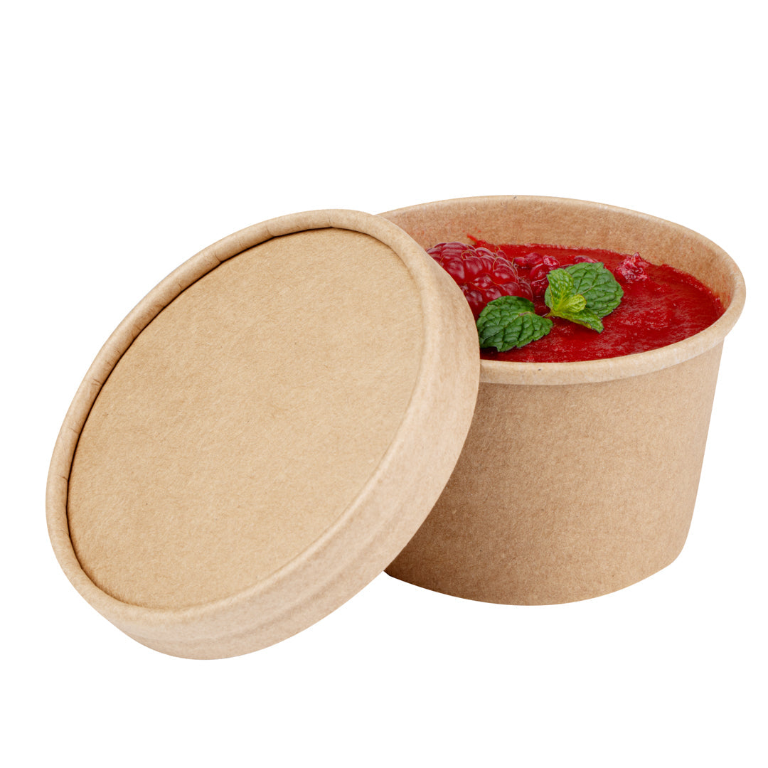Coppetta Round Kraft Paper To Go Cup Lid - Fits 5 oz - 3 1/2" x 3 1/2" x 1/2" - 200 count box