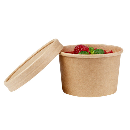 Coppetta Round Kraft Paper To Go Cup Lid - Fits 5 oz - 3 1/2" x 3 1/2" x 1/2" - 200 count box