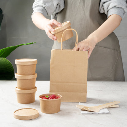 Coppetta Round Kraft Paper To Go Cup Lid - Fits 5 oz - 3 1/2" x 3 1/2" x 1/2" - 200 count box