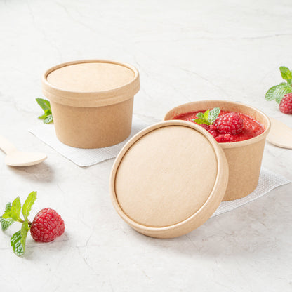 Coppetta Round Kraft Paper To Go Cup Lid - Fits 5 oz - 3 1/2" x 3 1/2" x 1/2" - 200 count box