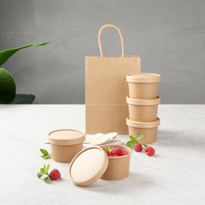 Coppetta Round Kraft Paper To Go Cup Lid - Fits 5 oz - 3 1/2" x 3 1/2" x 1/2" - 200 count box