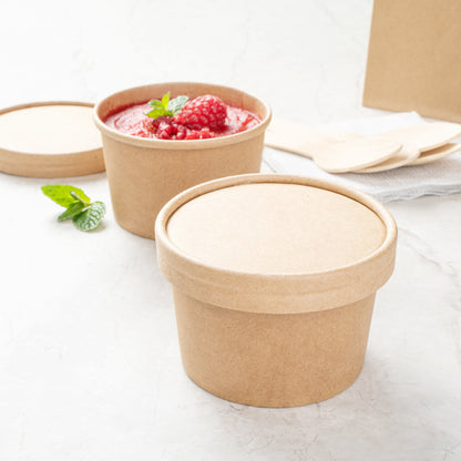 Coppetta Round Kraft Paper To Go Cup Lid - Fits 5 oz - 3 1/2" x 3 1/2" x 1/2" - 200 count box