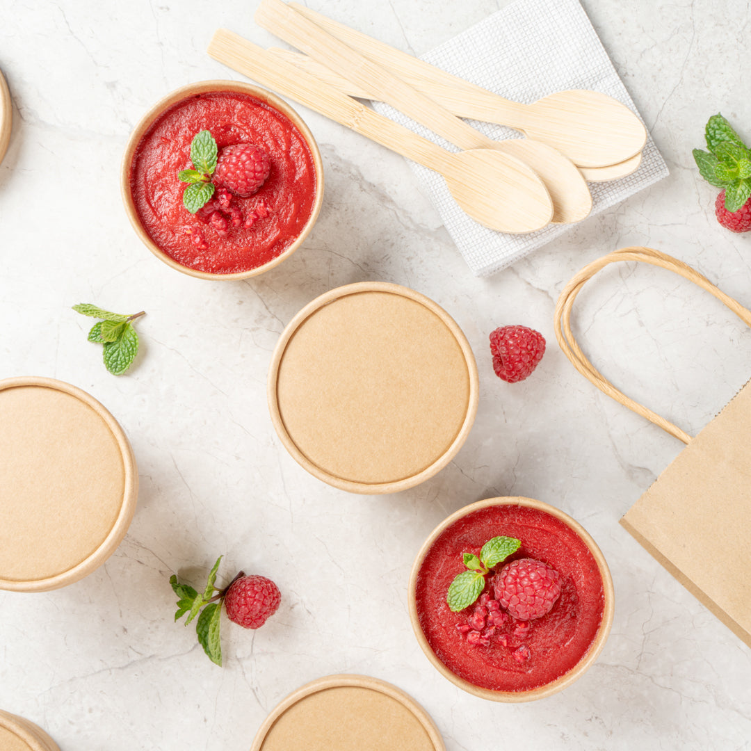 Coppetta Round Kraft Paper To Go Cup Lid - Fits 5 oz - 3 1/2" x 3 1/2" x 1/2" - 200 count box