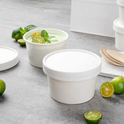 Coppetta Round White Paper To Go Cup Lid - Fits 5 oz - 3 1/2" x 3 1/2" x 1/2" - 200 count box