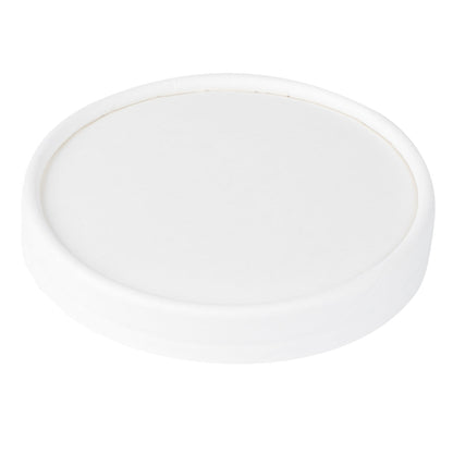Coppetta Round White Paper To Go Cup Lid - Fits 5 oz - 3 1/2" x 3 1/2" x 1/2" - 50 count box