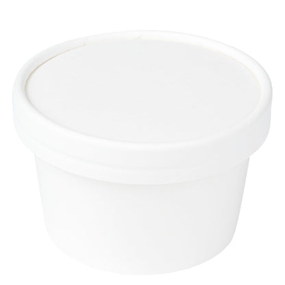 Coppetta Round White Paper To Go Cup Lid - Fits 5 oz - 3 1/2" x 3 1/2" x 1/2" - 50 count box