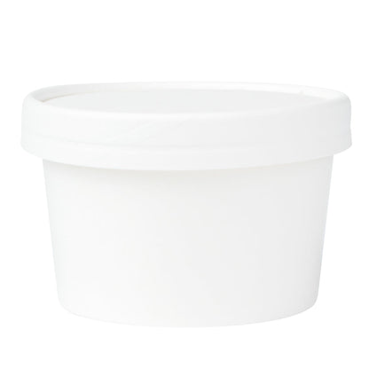 Coppetta Round White Paper To Go Cup Lid - Fits 5 oz - 3 1/2" x 3 1/2" x 1/2" - 50 count box