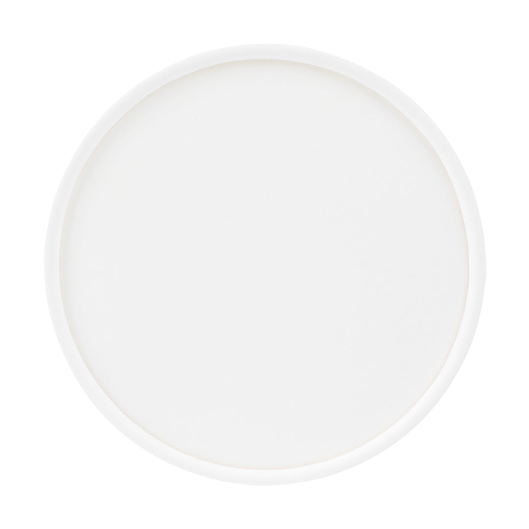 Coppetta Round White Paper To Go Cup Lid - Fits 5 oz - 3 1/2" x 3 1/2" x 1/2" - 50 count box