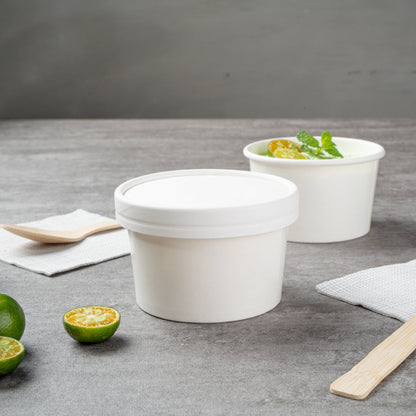Coppetta Round White Paper To Go Cup Lid - Fits 5 oz - 3 1/2" x 3 1/2" x 1/2" - 50 count box