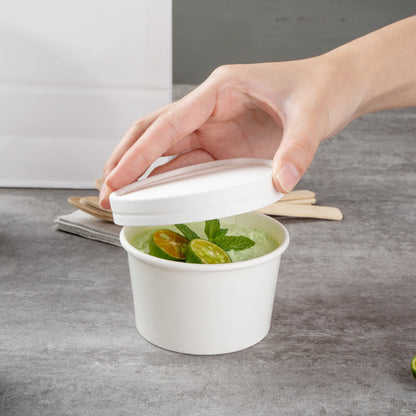 Coppetta Round White Paper To Go Cup Lid - Fits 5 oz - 3 1/2" x 3 1/2" x 1/2" - 200 count box