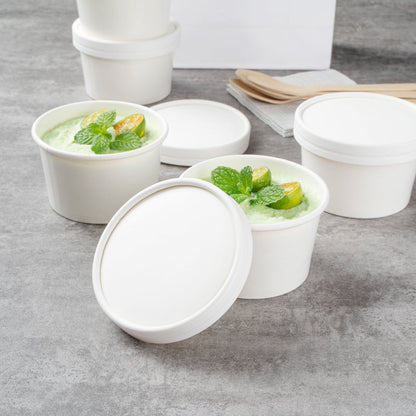 Coppetta Round White Paper To Go Cup Lid - Fits 5 oz - 3 1/2" x 3 1/2" x 1/2" - 200 count box