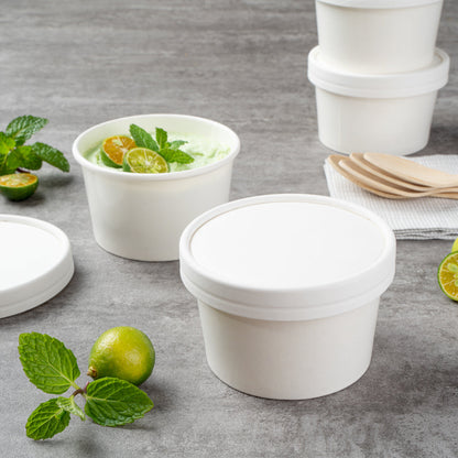 Coppetta Round White Paper To Go Cup Lid - Fits 5 oz - 3 1/2" x 3 1/2" x 1/2" - 200 count box
