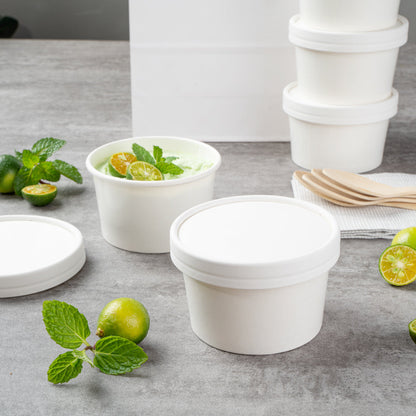 Coppetta Round White Paper To Go Cup Lid - Fits 5 oz - 3 1/2" x 3 1/2" x 1/2" - 200 count box
