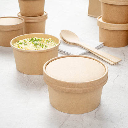 Coppetta Round Kraft Paper To Go Cup Lid - Fits 8 oz - 3 3/4" x 3 3/4" x 1/2" - 200 count box