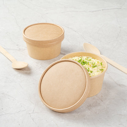 Coppetta Round Kraft Paper To Go Cup Lid - Fits 8 oz - 3 3/4" x 3 3/4" x 1/2" - 50 count box