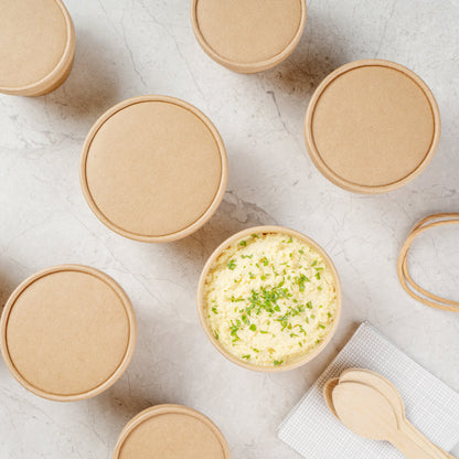 Coppetta Round Kraft Paper To Go Cup Lid - Fits 8 oz - 3 3/4" x 3 3/4" x 1/2" - 50 count box