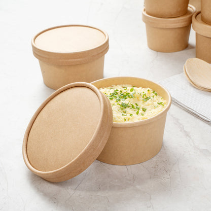 Coppetta Round Kraft Paper To Go Cup Lid - Fits 8 oz - 3 3/4" x 3 3/4" x 1/2" - 200 count box