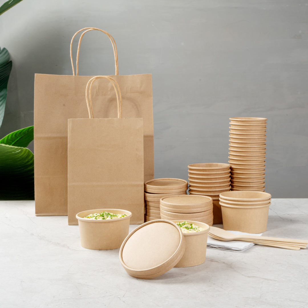 Coppetta Round Kraft Paper To Go Cup Lid - Fits 8 oz - 3 3/4" x 3 3/4" x 1/2" - 200 count box
