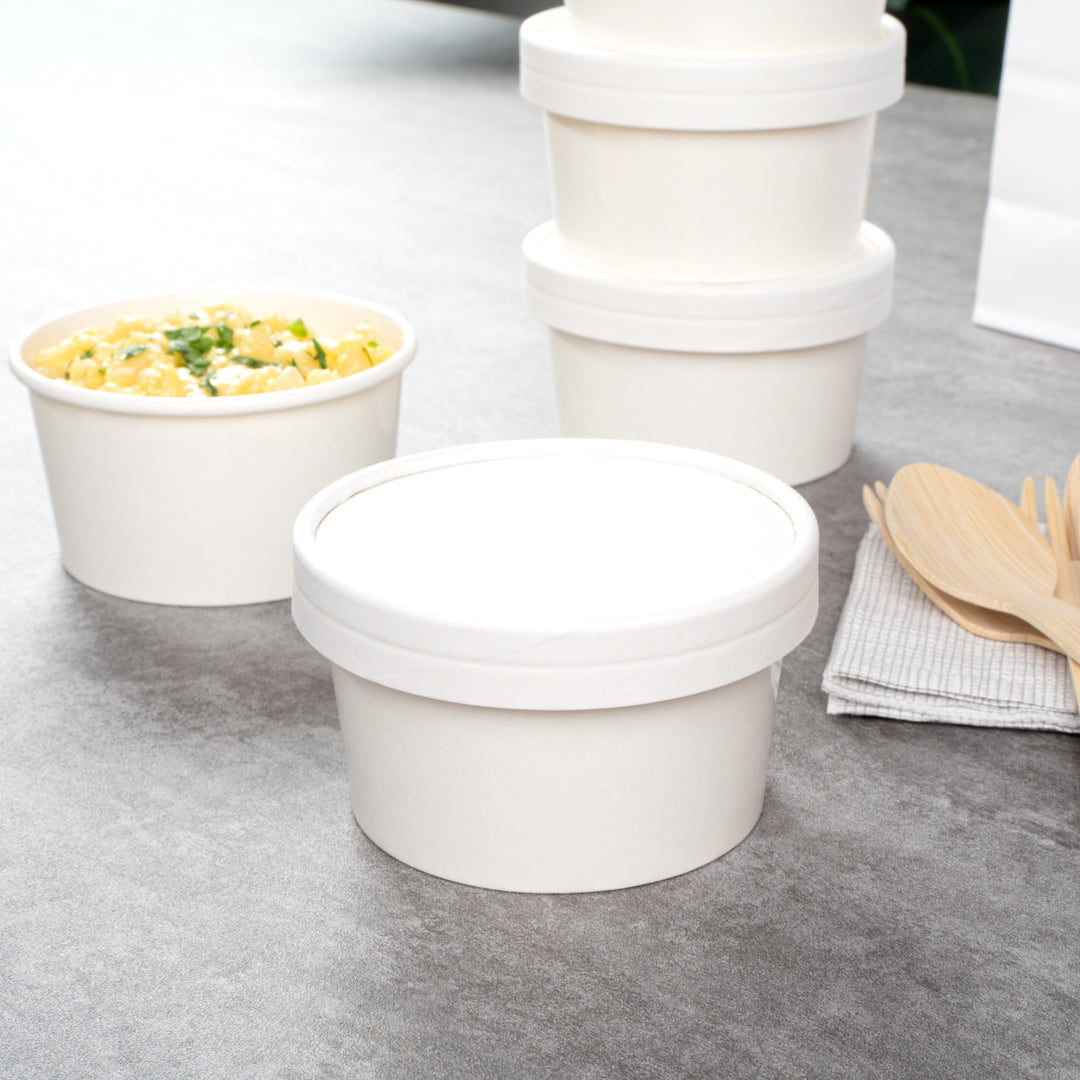 Coppetta Round White Paper To Go Cup Lid - Fits 8 oz - 200 count box