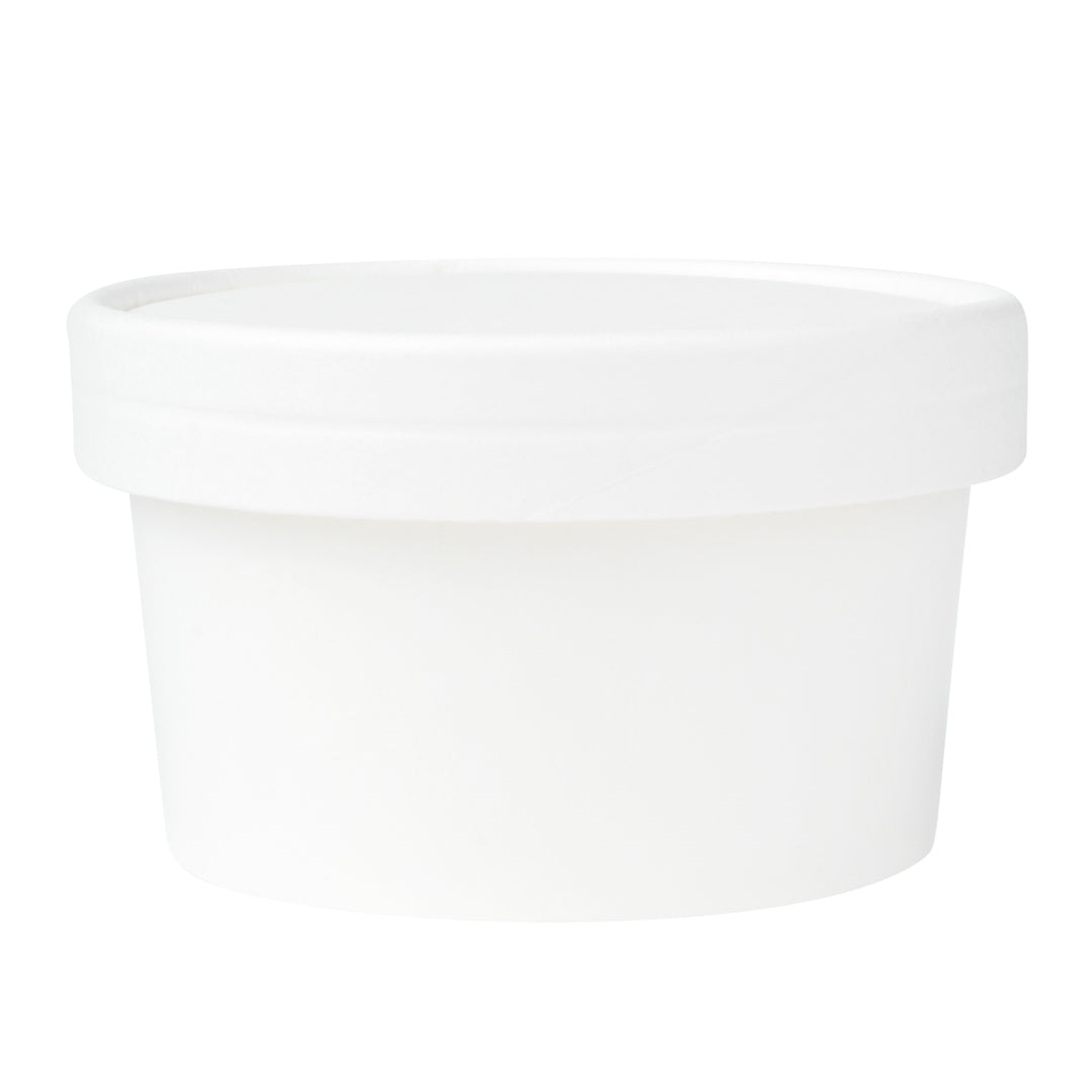 Coppetta Round White Paper To Go Cup Lid - Fits 8 oz - 50 count box